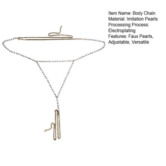 Faux Pearl Body Chain Women Adjustable Waist Chain with Extension Chain Sexy Underwear Jewelry Waist Accessory