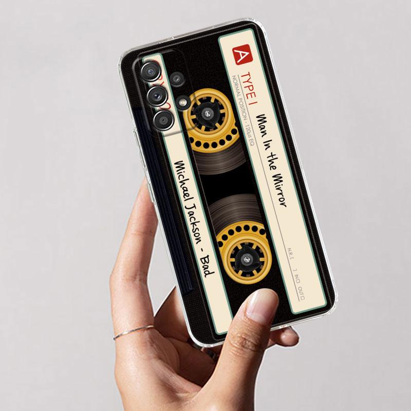 Vintage Music Tapes Cassette For Samsung Galaxy A55 Case A54 A52 A53 5G A15 A14 A13 A21S A23 A51 A34 A35 A33 A32 A72 Clear Cover