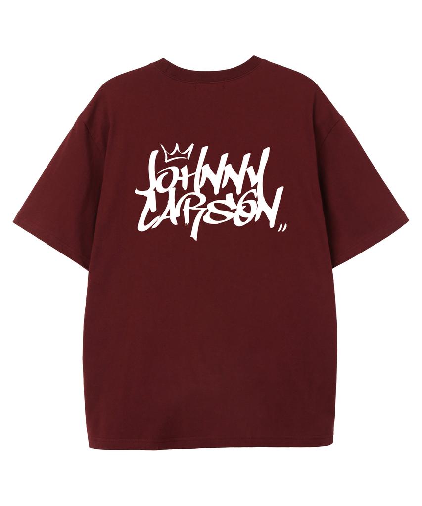 JOHNNY CARSON Classic Graffiti Logo Short Sleeve T-Shirt (Jcss102) Burgundy (Type A)