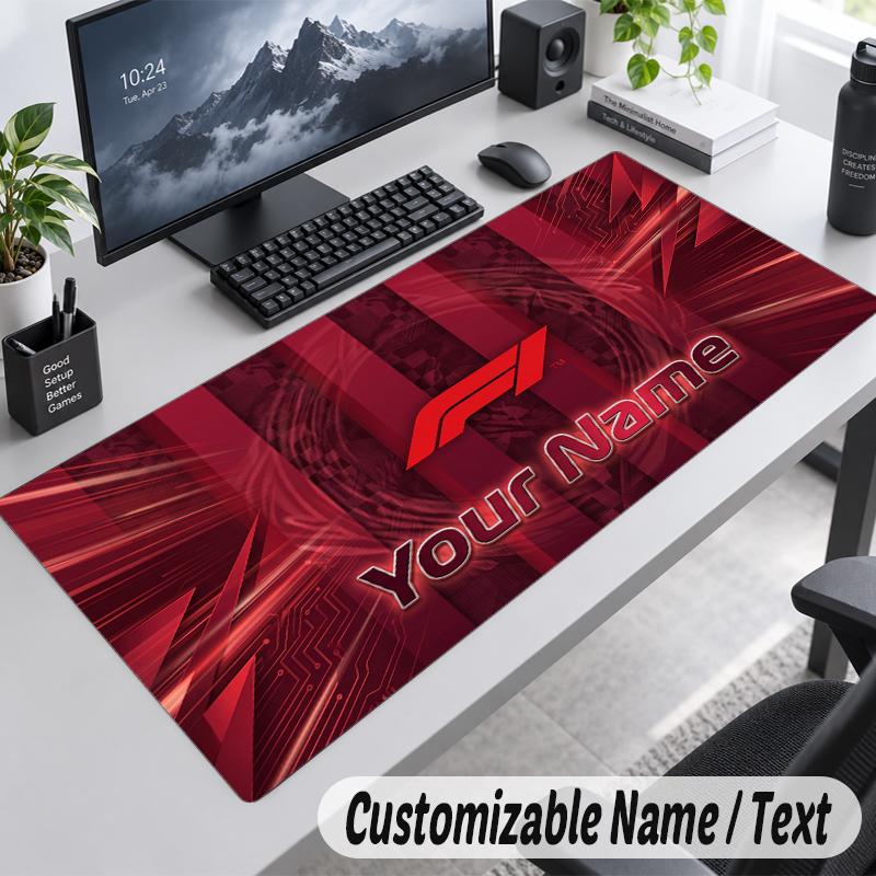 Custom Name Text Mouse Pad F1 Personalized Desk Pad For Work And Gaming