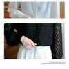 Polo Neck Black Chiffon Shirt Women's Design Niche Retro French Long-sleeved Top