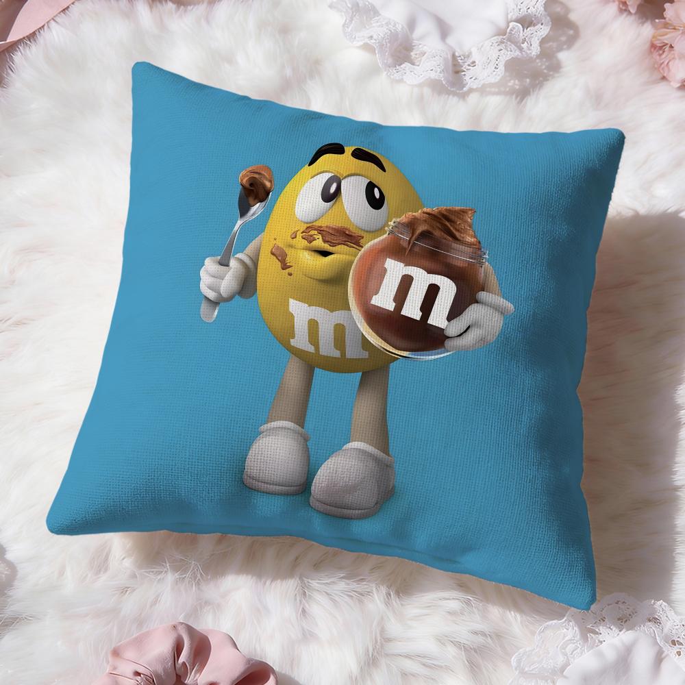 Cute Brand M-M&M'S Cushion Cover Premium Comfort Reversible Pillow Cove -Two In One Design For Any Room & Car Interior
