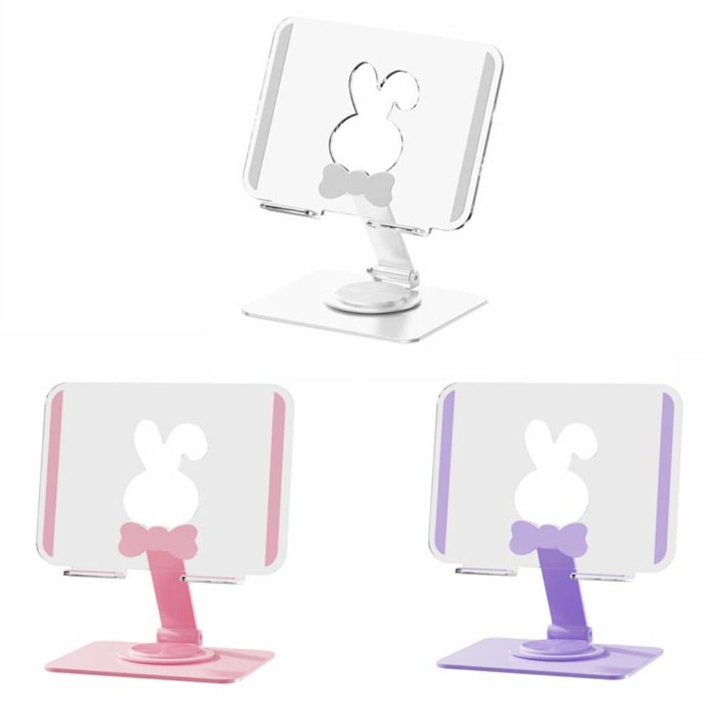Rotatable Foldable Tablet Stand Aryclic Panel Hollow Rabbit Tablet Foldable Holder Transparent Multi Angle Tablet Phone Bracket