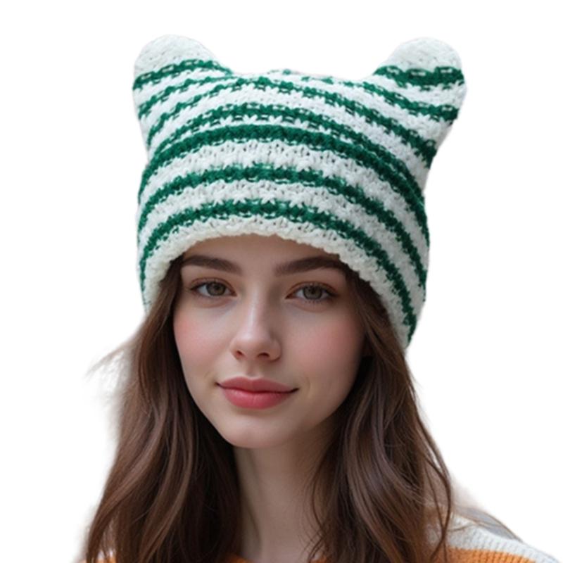 Little Devil Knitted Hat Women Autumn Winter Hat Lovely Ears Knitted Hat for Various Ages
