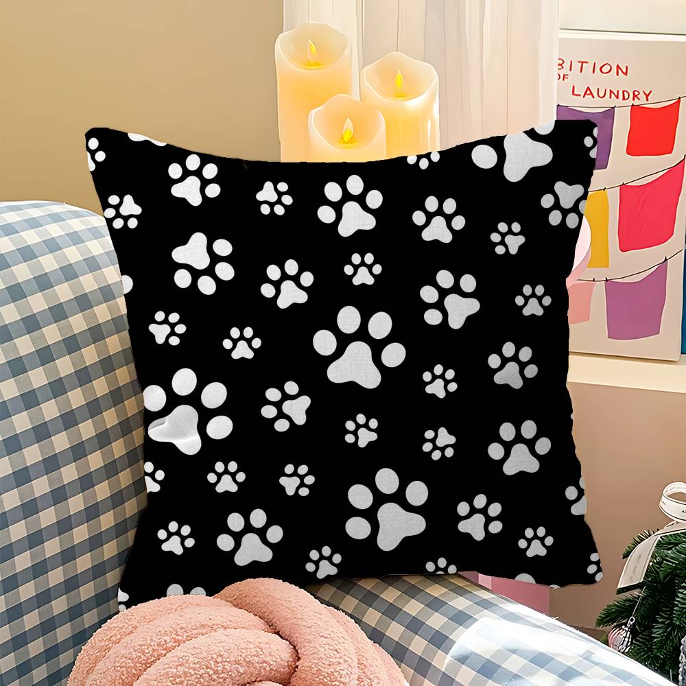 Cute Dog Paw Theme Maple Design Cushion Cover Happy Autumn Harvest decor Holiday Decorati Pillow Cover