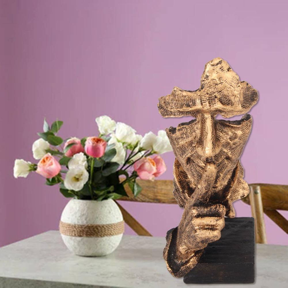 17 X 7.5 X 6cm Silence Is Gold Statue Antique Finish Silence Is Gold Figurine  Home Decor