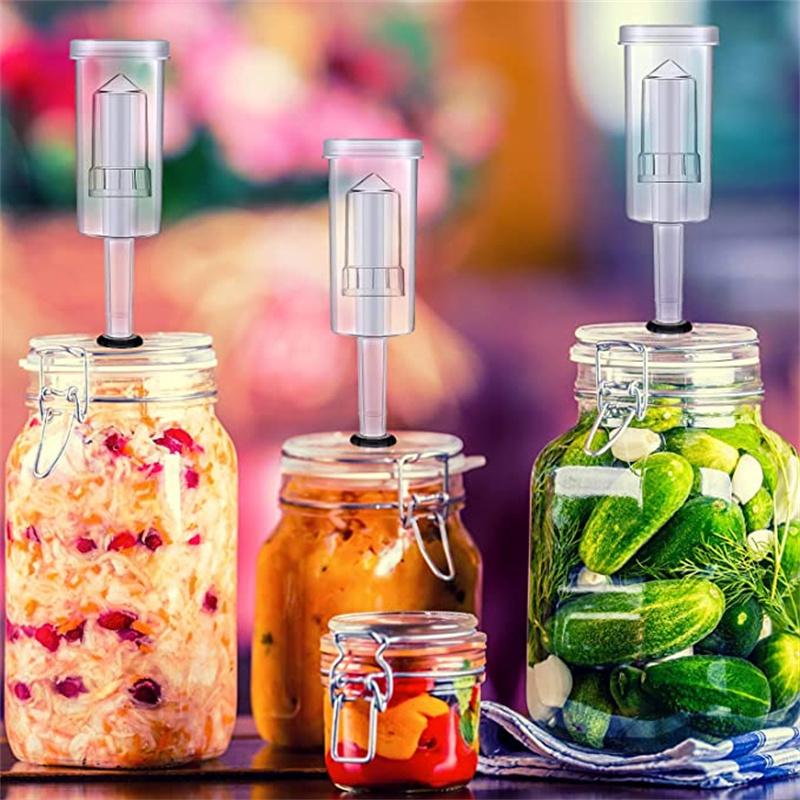 1/3/5Pcs Conjunto de câmara de ar de plástico para fermentação caseira com ilhós de silicone para preservação, fabricação de cerveja, fermentação de vinho, chucrute, kimchi