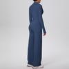 New Cross-border Solid Color Zip Jacket & Wide Leg Yoga Suit - Two-piece Fitness Set