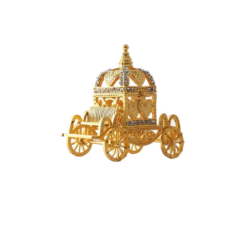 European Halloween Pumpkin Carriage Decorative Ornament - Enamel Color Metal Figurine