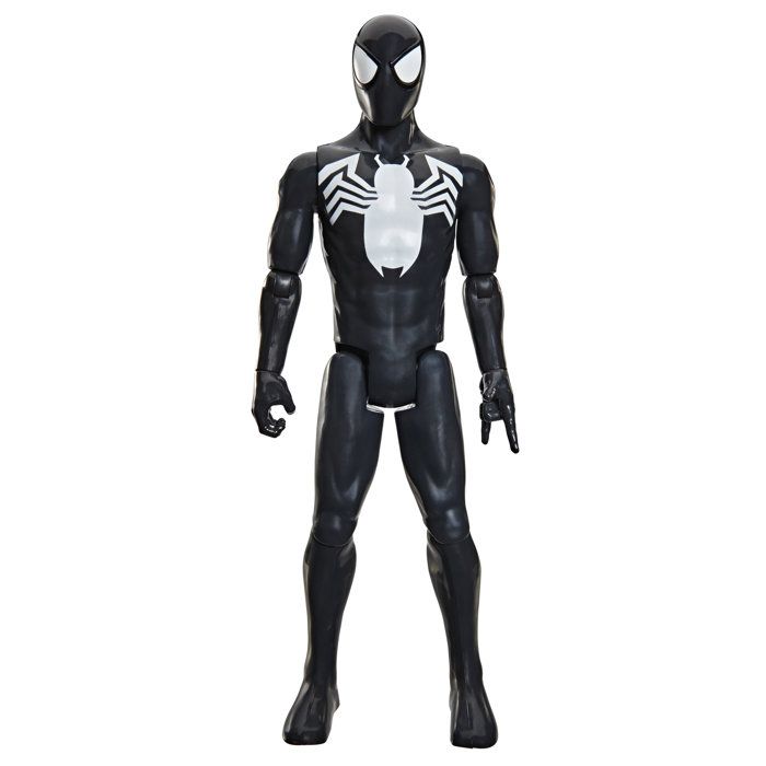 Figurine Spider-Man en costume noir 30 cm deluxe, Titan Series, jouets de super-héros pour enfants, Marvel Spider-Man, des 4 ans