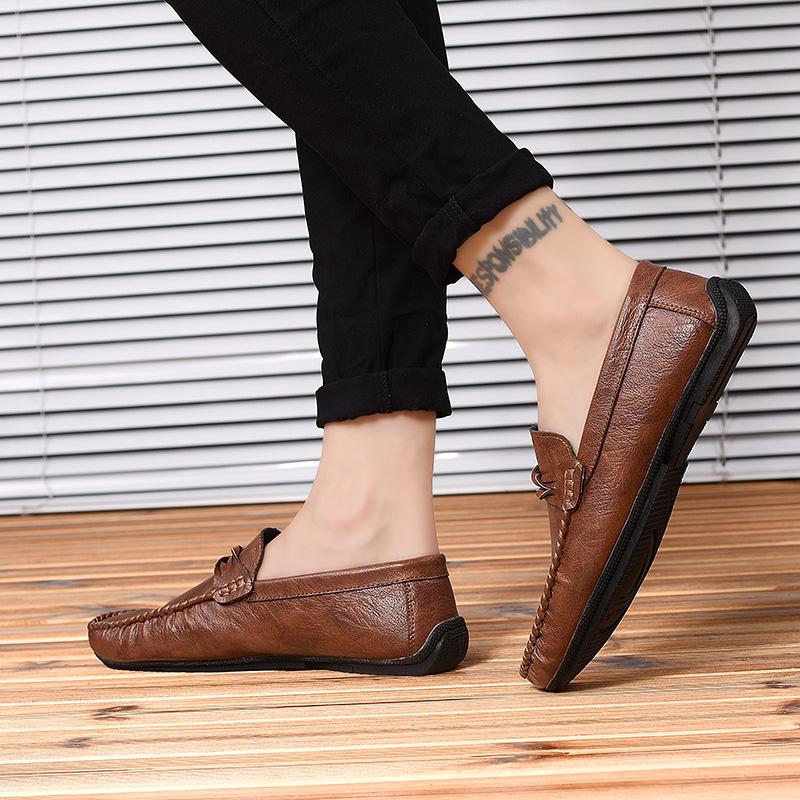 Penny Loafers Men Flats Large Size 46 Mens Casual Shoes Lightweight Slip-On Soft Leather Mens Driving Shoes Man Moccasins 2026