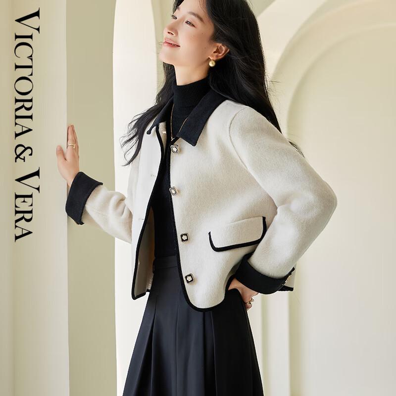 

VICTORIA&VERA Contrast Buckle Wool Blend Coat L