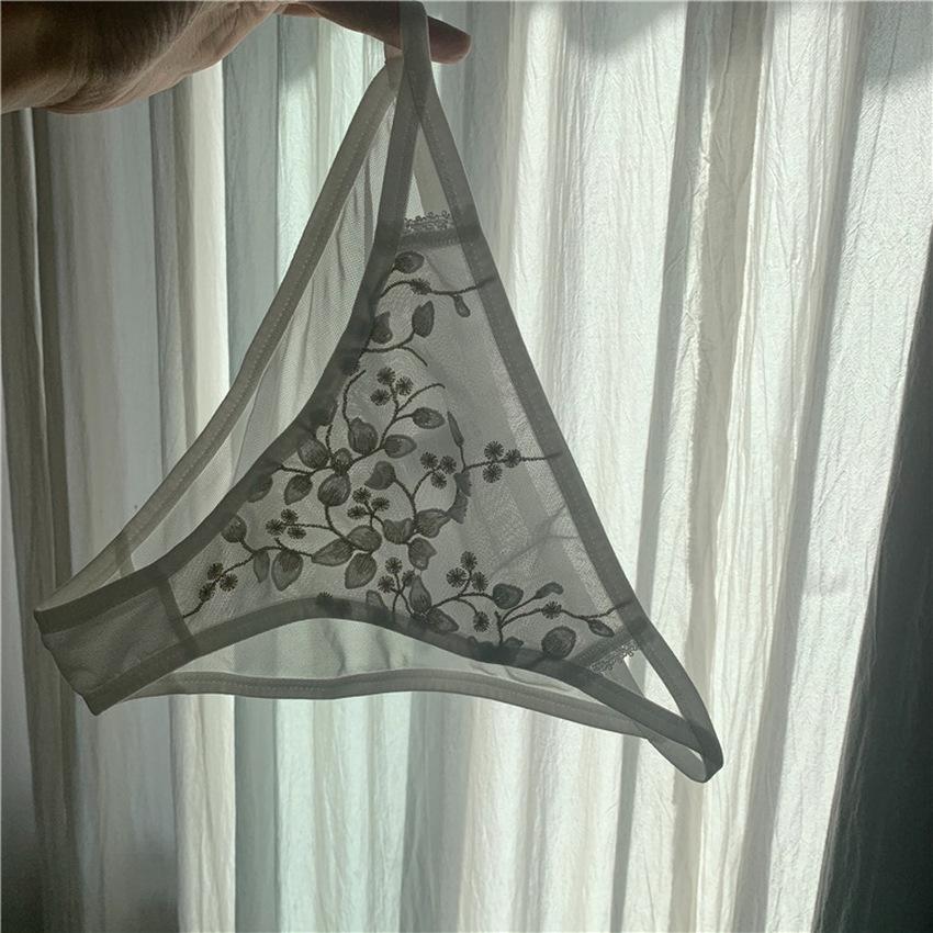 Vrouwen sexy kanten bloemen borduurwerk slipje lage taille mesh verleiding Breifs Franse luxe ondergoed plus size ademende panty