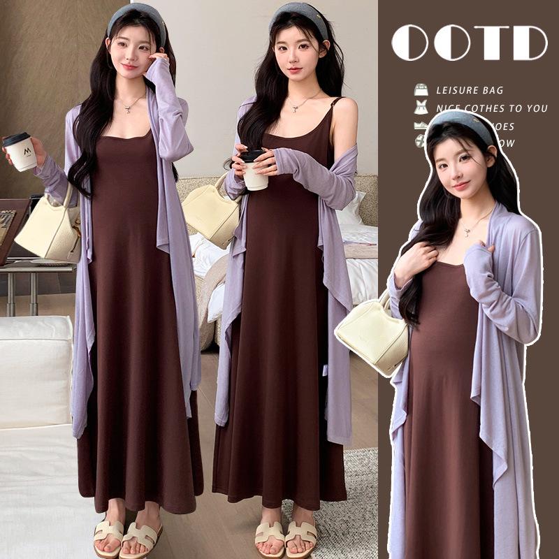 

Spring/Summer 2026 Maternity Loungewear Set: Knit Camisole Dress + Sun Protection Cardigan XL