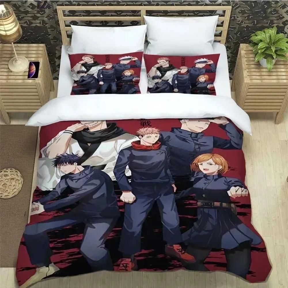 Imprimare 3D Jujutsu Kaisen Anime Set de Lenjerie de Pat Băieți Fete Twin Queen King Size Husă de Plapumă Față de Pernă Pat băieți Adult