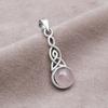 Naturlig Rosenkvarts 10mm Rund Ädelsten Keltisk Knut Triquetra Hänge 925 Sterlingsilver Hänge För Kvinnor & Flickor