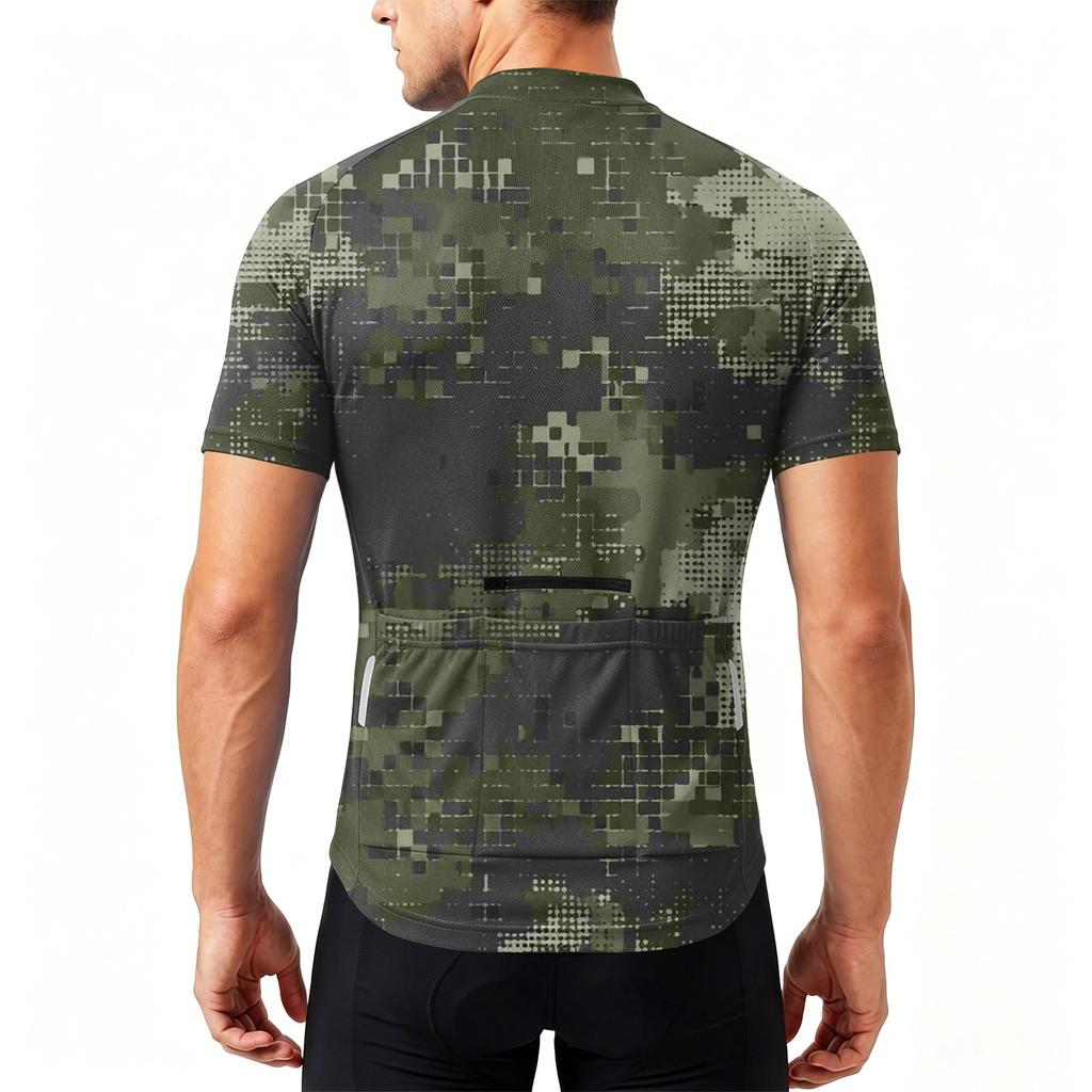 Men's Short Sleeve Cycling Jersey Quick Dry Breathable Fabric Half Zip Neck Lightweight Athletic Top for Outdoor Sports