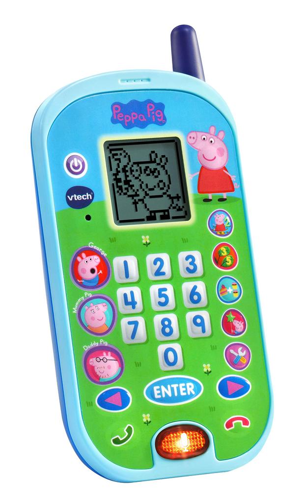 VTech Peppa Pig Pojďme si povídat Učící telefon (Hlasem aktivovaný hračkový telefon s LCD a 4 matematickými hrami)