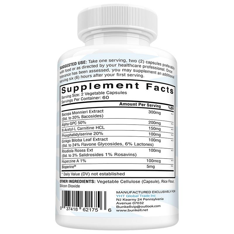 Bacopa Monnieri Extrakt Nahrungsergänzungsmittel, Mit Bioperin, 120 Kapseln Pro Flasche