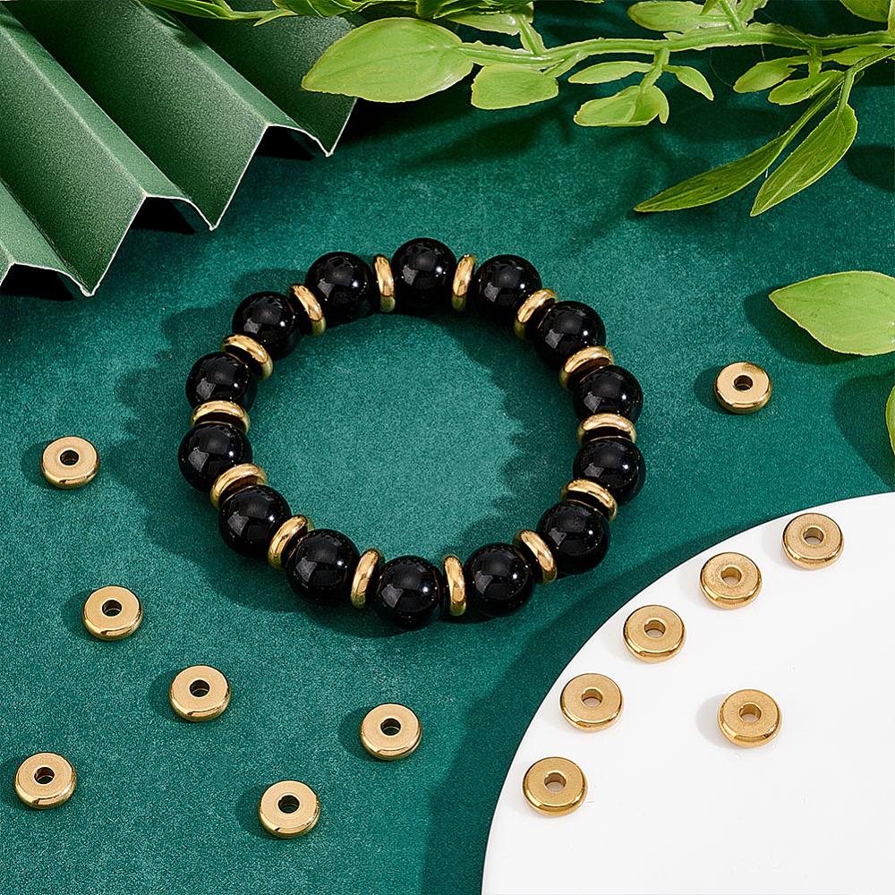 40Pcs Ion Plating(IP) 304 Stainless Steel Spacer Beads, Donut, Golden, 10x3mm, Hole: 3mm
