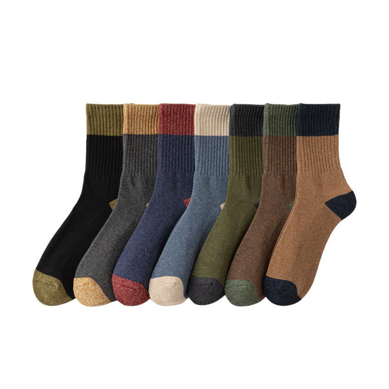 5 Pairs of Men's Autumn and Winter Deodorizing Sweat Absorbing Sports Non Slip Thick Wool Ring Warm Tube Socks