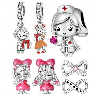 Charm Copper Colors Boy Girl Caring Nurses Bead For Original Bracelet Diy Beads Charms Jewellery Making Gift For Women Styfne