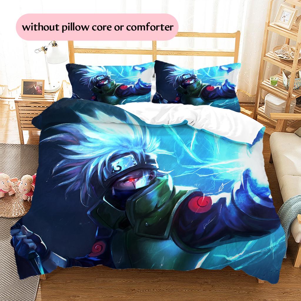 Anime Hatake Kakashi Pattern Bedding Home Decoration Birthday Gift (1 * Duvet Cover + 2 * Pillowcase, Without Core)