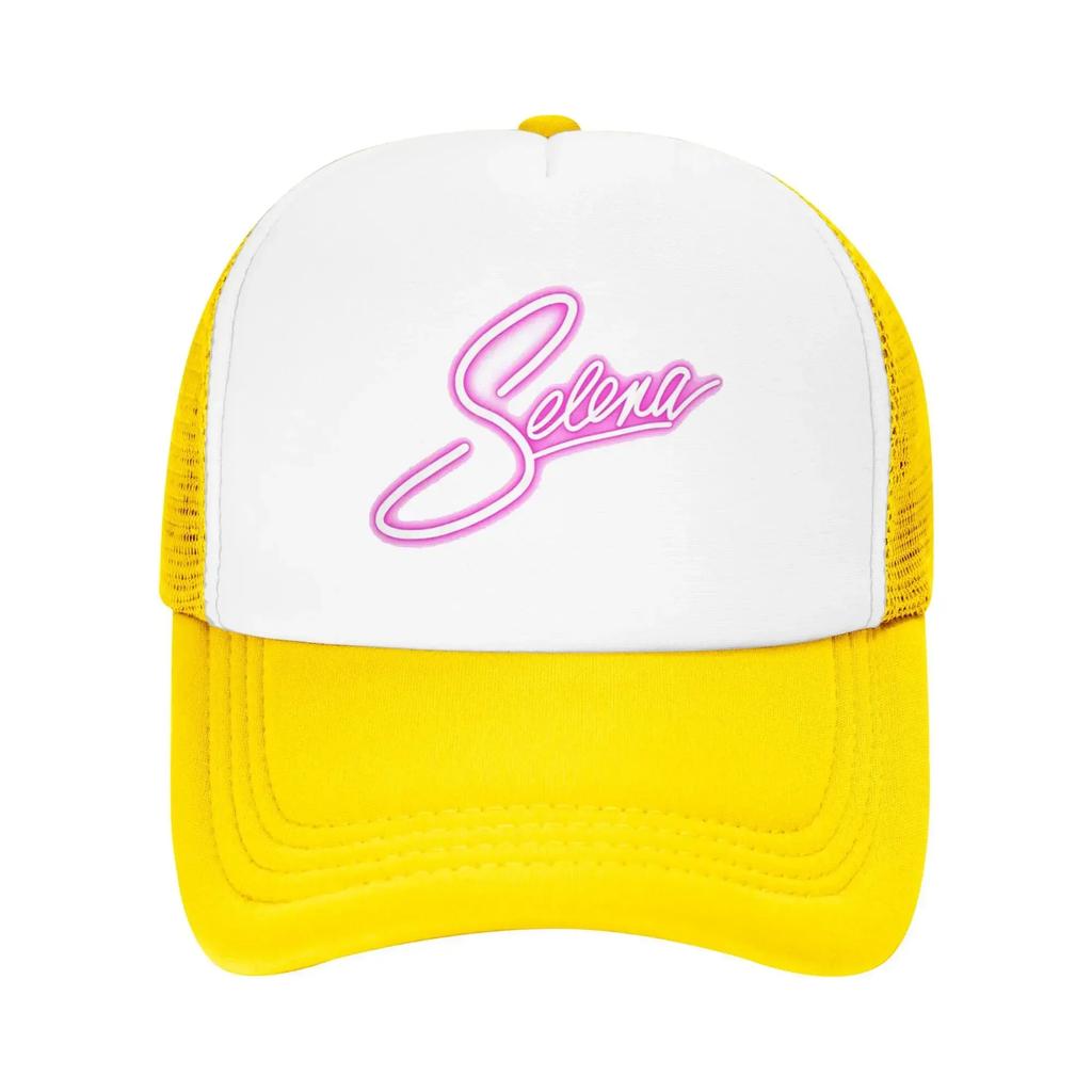 Romantic Pink White Selena Font Perfect Selena Quintanilla Mesh Baseball Caps Women Summer Male Hunting Hat Fishing Trucker Cap