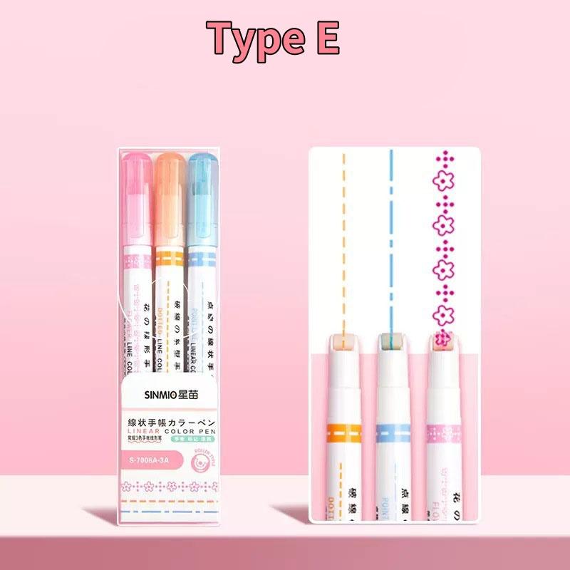 6/3pcs Flower Shape Outline Pens Highlighter Marker Curve Roller Tip Pen Stationery School Office Supplies Gifts