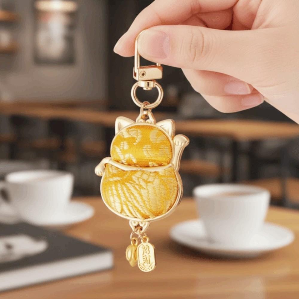 Double-sided Little Cat Small Keychain Chinese Style Retro Lucky Keychain  Decoration
