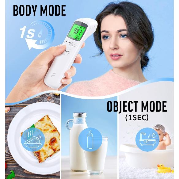 Thermometer for Adults and Kids, No-Touch Forehead Thermometer with Object Mode Function,Fever Alert and 32 Set Memory Recall,Instant Accurate