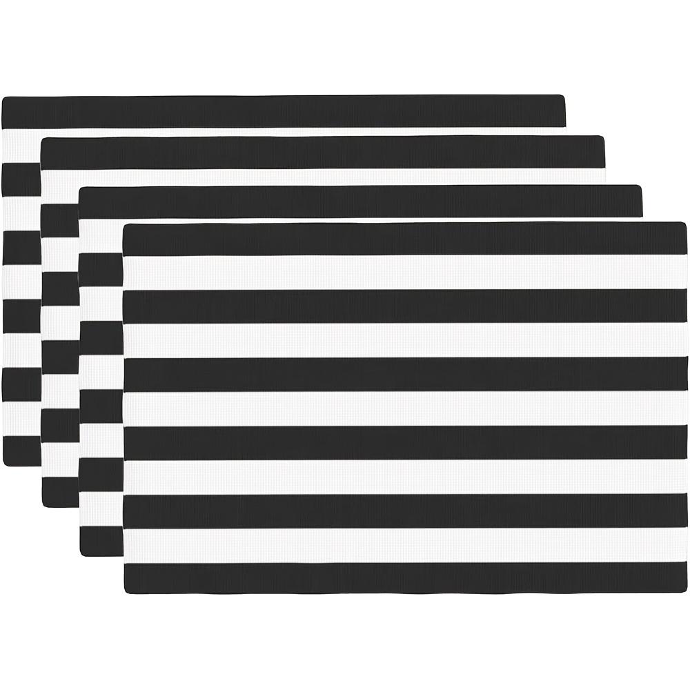 Zestaw 4 czarno-białych podkładek stołowych Prosty Klasyczny Zmywalny Podkładka Poziomy Geometryczny Kuchnia Jadalnia Odporna na Ciepło Podkładki Stołowe Zebra 4PCS gray