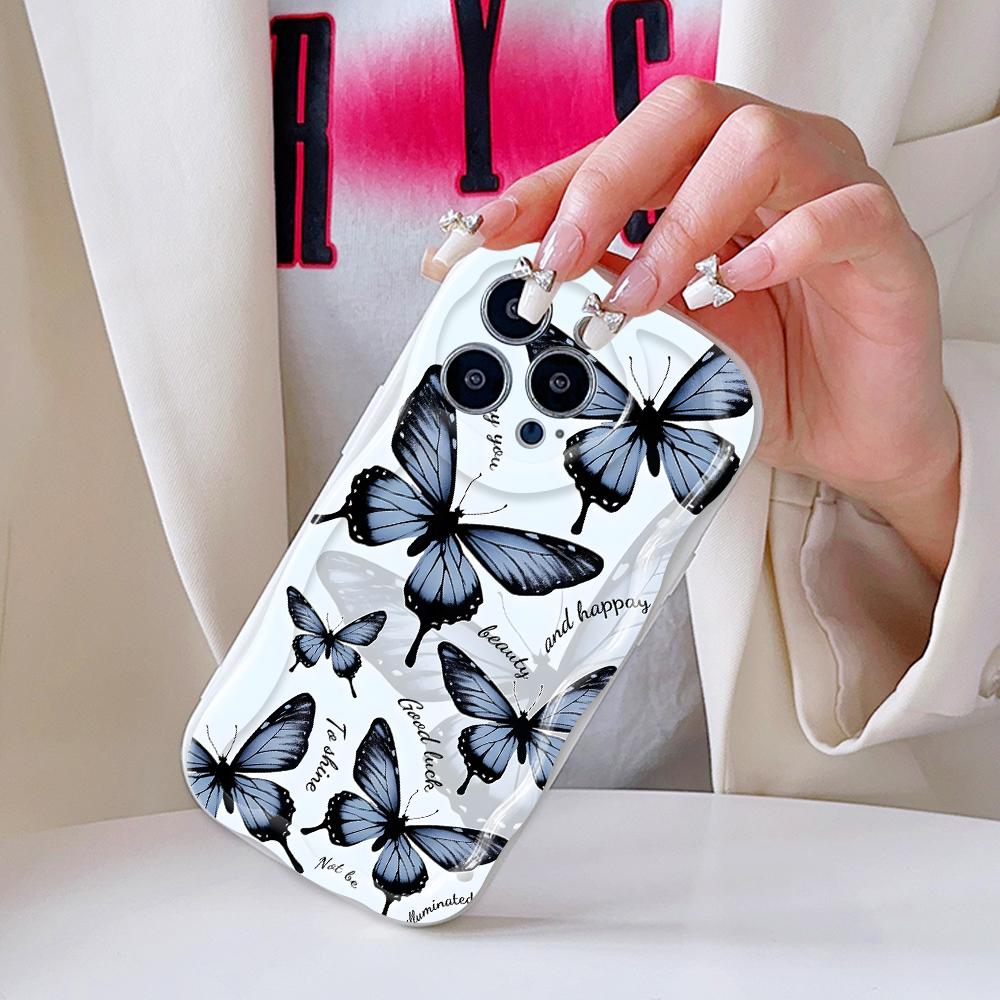 Cartoon Pattern Cream Texture Casing Wavy Edge Soft Silicone Cover Phone Case for IPhone Samsung Huawei Honor Xiaomi Redmi Infinix Tecno