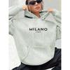 Damen lässiges Mode Hoodie Sweatshirt MILANO ITALY Aufdruck Rundhals Langarm Herbst und Winter warm Normale Version
