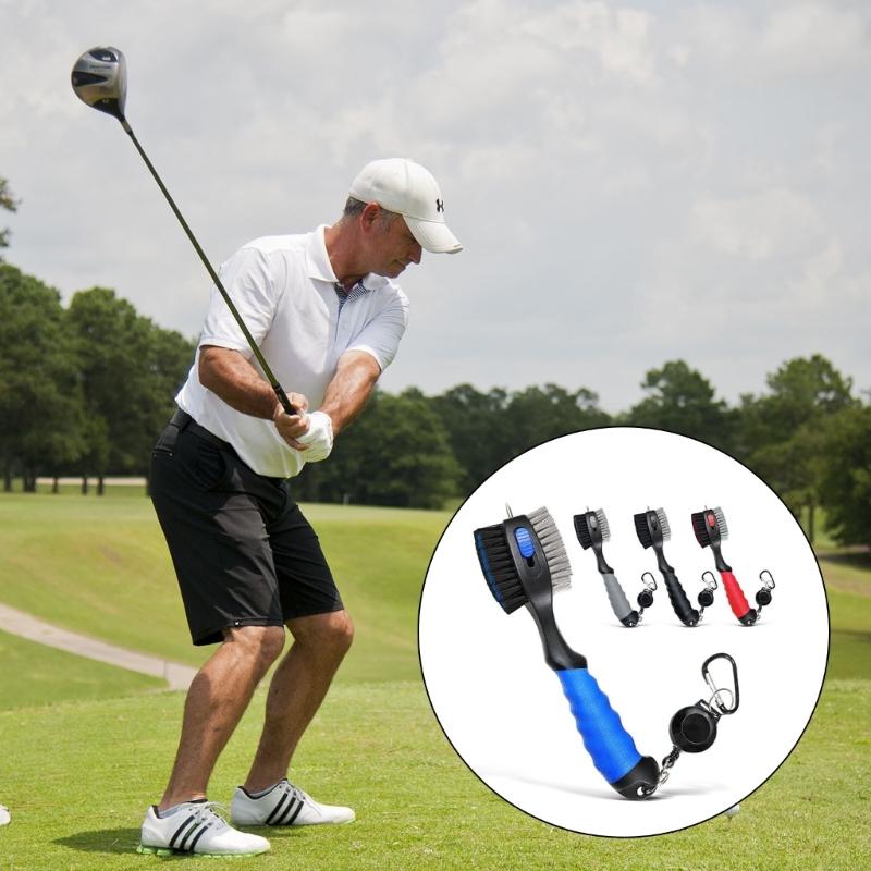 Golfs Club Cleaning Brush and Grooves Cleaner with Retractable Hook, Ergonomic Golfs Brush Easily Attaches To Golfs Bag