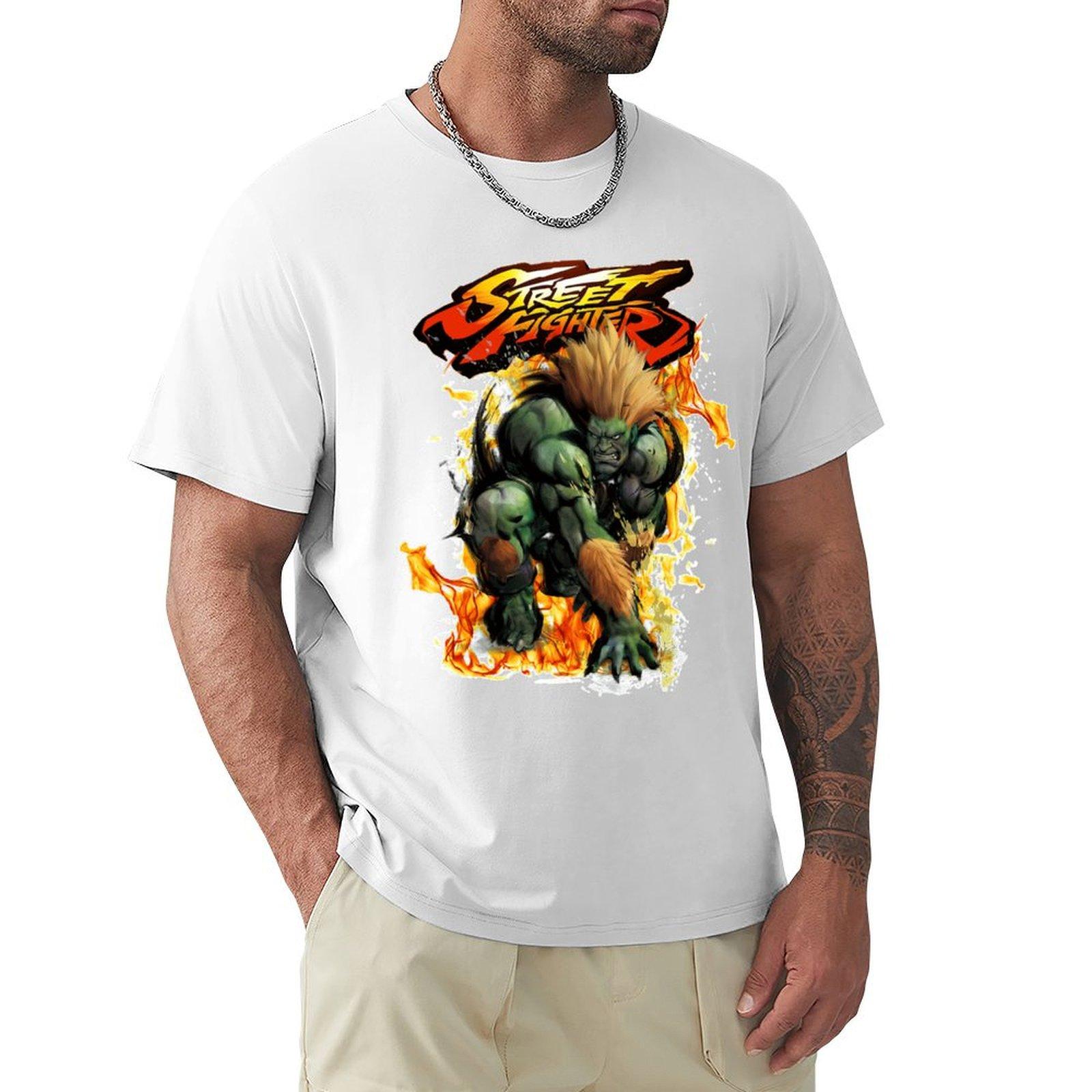 Футболка Street Fighter Электрические силы Бланки летний топ мужская футболка мужские футболки высшее качество S