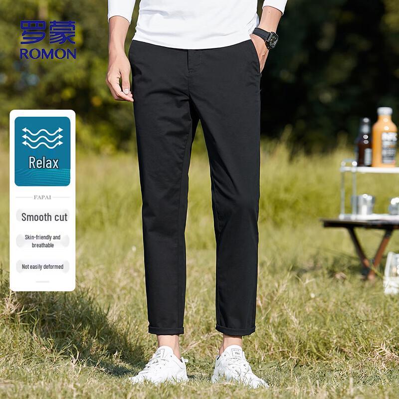 

ROMON Men s Wrinkle-Free Stretch Straight-Leg Casual Trousers 33
