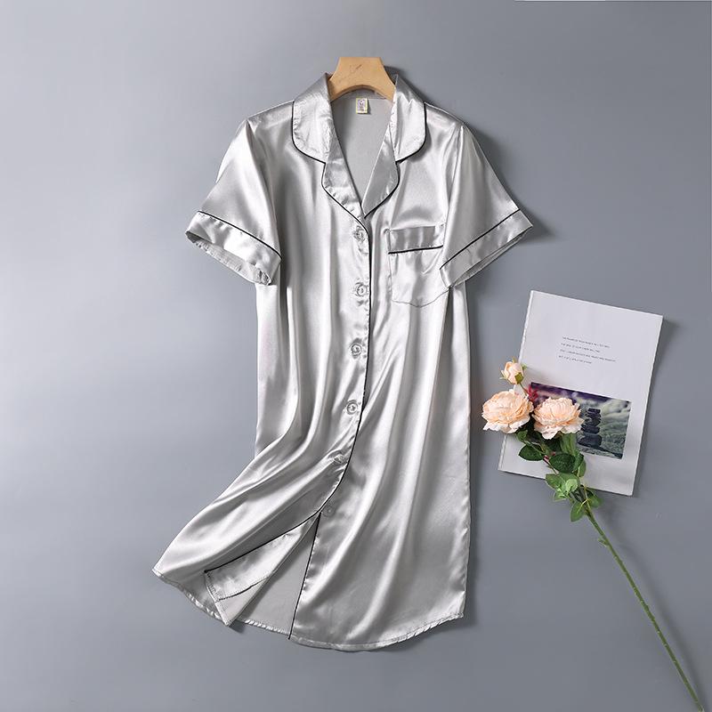 Spring/Summer 7-Sleeve Ice Silk Pajamas Shirt & Nightdress - Douyin Influencer Edition