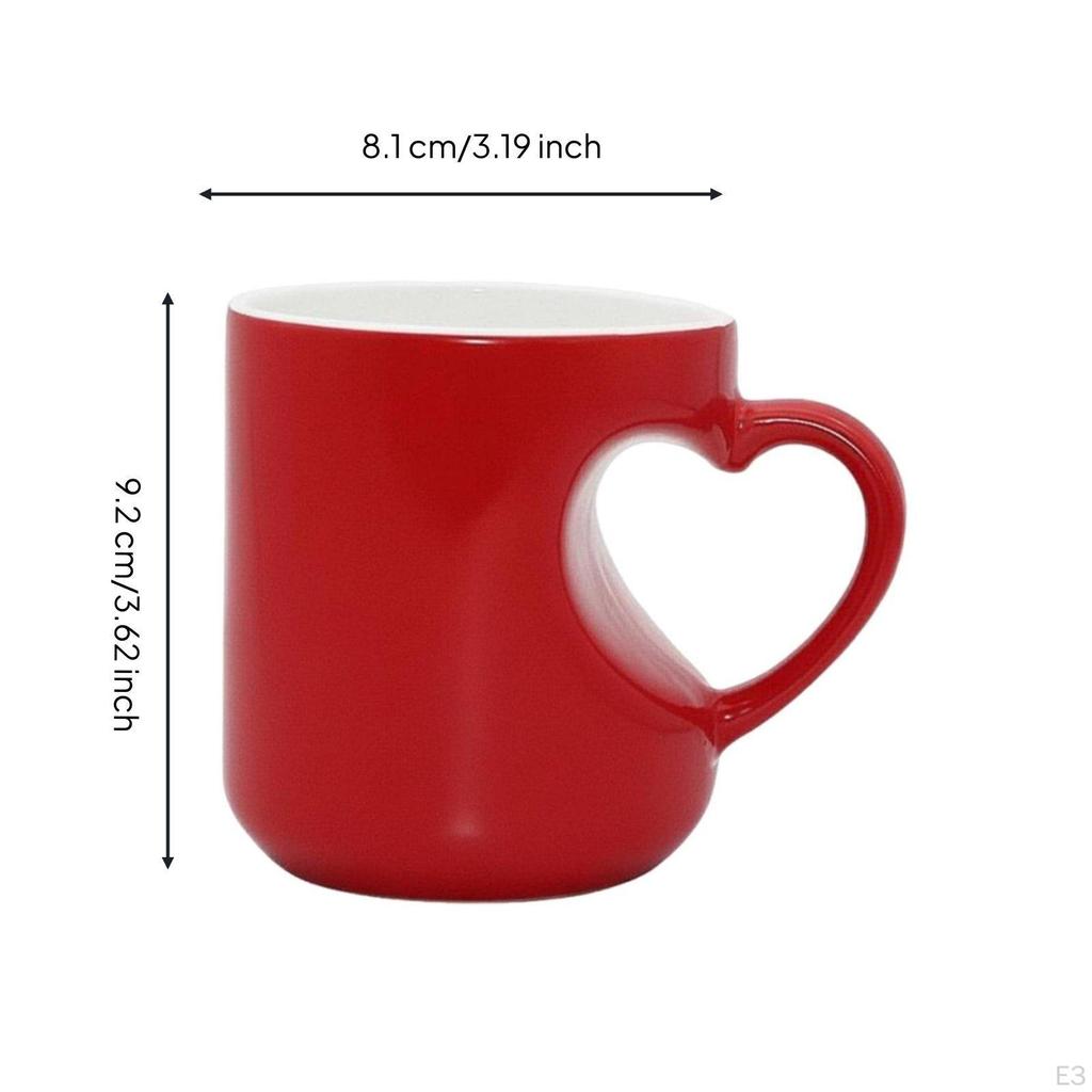 Color Changing Ceramic Mug Heart Handle Novelty Gift Heat Sensitive Coffee Cup