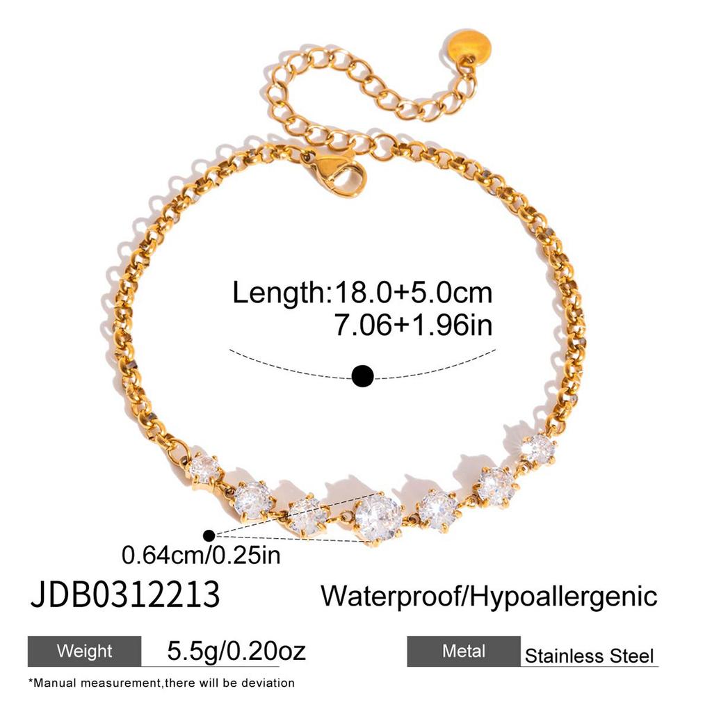 European American Non Fading Stainless Steel Charm Stackable Bracelet Zircon Trendy Women Light Luxury High End Anniversary
