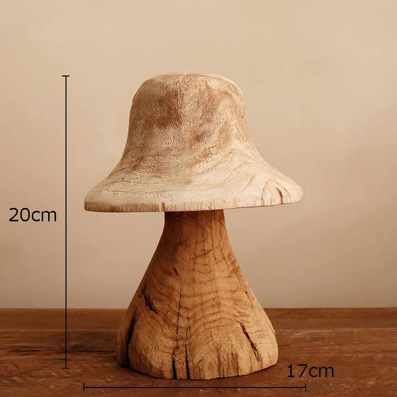 

Mushroom Solid Wood Sculpture Living Room Desk Decoration Artwork Statue Mushroom Crafts Ornaments Modern Home Decor Furnishings