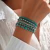 Boho-Stil Türkis Mehrschichtiges Armband-Set, Vintage Elastisches Faden-Armband, Handgefertigter Perlen-Ethno-Schmuck