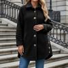 Damen Modische Plüsch Einfarbig Knopf Tasche Revers Langärmlig Locker Warme Jacke