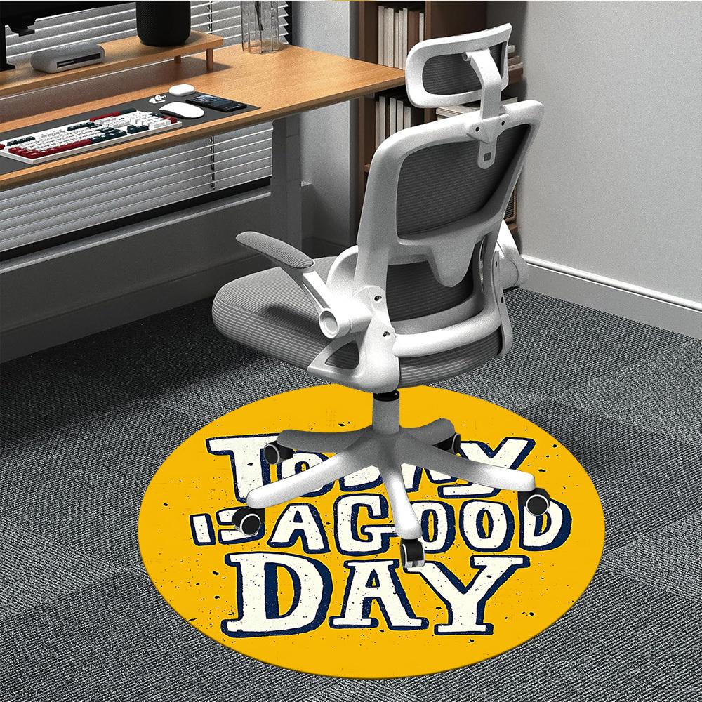 

1pc Good Day Motivational Office Round Rug, Non-slip, Soft and Durable Office Rug for Interior Decoration, Perfect for Office, Beautiful Decoration yy 80cm by 80cm
