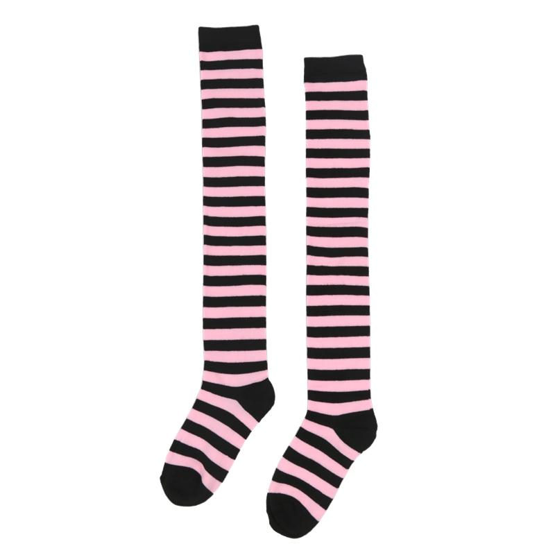 Women Striped Stockings Over Knee Length JK Long Socks Ladies Girls High Socks Girls Fashion Multi-color Striped Cute Hosiery