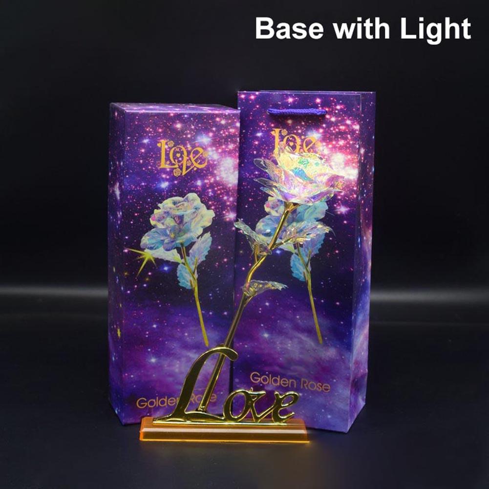 Sztuczny Kryształowy Kwiat ze Światłem na Prezent dla Żony Dziewczyny, DIY Platerowana Róża Rękodzieło Pudełko na Prezenty na Urodziny Rocznicę Dzień Matki