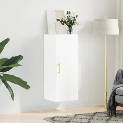 Wall Mounted Cabinet White 34.5 X 34 X 90 Cm