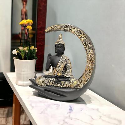 Antike große meditierende Mond-Buddha-Statue, Schaustück für Wohndekoration – Wohnzimmer – Hauseinweihung – Büro – Geschenk