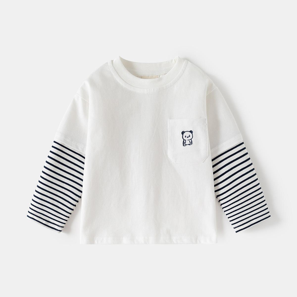 

Детская одежда детская осенняя футболка футболка для поддевы, мальчиковая с длинным рукавом корейская версия мультяшные рукава топы трендовые 140cm белый