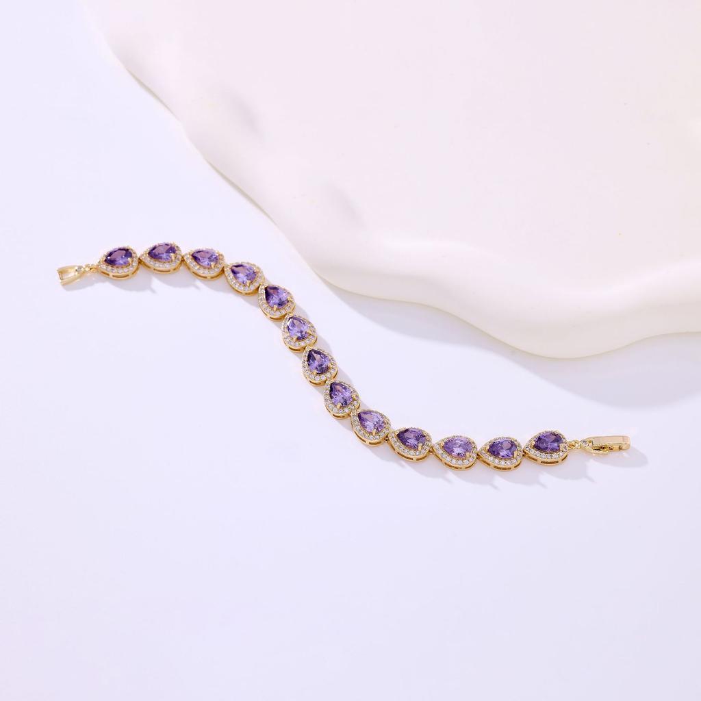 2026 European and American Style Zircon Bracelet, Women's Crystal Colorful Design, Rose Gold Texture Fashion Bracelet Accessories